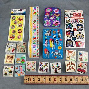 Sandylion Sticker Lot Vintage 1990s Fuzzy Animal Prism Disney Dalmations Winnie